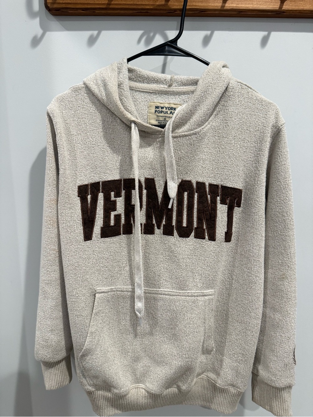 New York Popular Vermont Appliqué Hooded Sweater - Cream